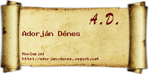 Adorján Dénes névjegykártya